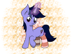 Size: 2048x1536 | Tagged: dead source, safe, artist:php142, oc, oc only, oc:purple flix, pony, clothes, cute, looking at you, magic, male, raised hoof, smiling, socks, solo, standing, striped socks, wearing, youtube link