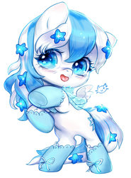 Size: 600x809 | Tagged: safe, artist:catmag, oc, oc only, oc:starline, pegasus, pony, blushing, chibi, clothes, female, mare, see-through, simple background, socks, solo, tongue out, white background