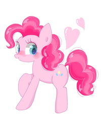 Size: 820x1024 | Tagged: safe, artist:1drfl_world_end, pinkie pie, earth pony, pony, g4, female, heart, looking at you, looking sideways, mare, raised hoof, simple background, smiling, solo, standing, white background