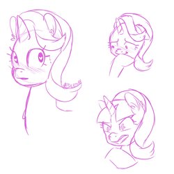 Size: 2000x2000 | Tagged: safe, artist:solareflares, starlight glimmer, pony, unicorn, g4, angry, blushing, female, high res, sketch, solo