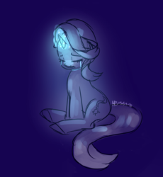 Size: 1449x1577 | Tagged: safe, artist:solareflares, starlight glimmer, pony, unicorn, g4, crying, female, glowing horn, horn, sad, sitting, sketch, solo