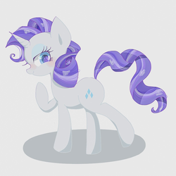 Size: 1420x1420 | Tagged: safe, artist:1drfl_world_end, rarity, pony, unicorn, g4, female, looking at you, looking sideways, mare, profile, raised hoof, simple background, smiling, solo, white background