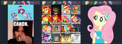 Size: 919x333 | Tagged: safe, fluttershy, sunset shimmer, derpibooru, a little birdie told me, eqg summertime shorts, equestria girls, equestria girls series, g4, angry, annoyed, best human, canon, fluttershy is not amused, geode of fauna, jealous, juxtaposition, m.a. larson, magical geodes, meme, meta, unamused, waifu