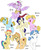 Size: 700x850 | Tagged: safe, artist:zee-stitch, oc, oc:apple shine, oc:beachy keen, oc:cesare, oc:eris, oc:hempick, oc:rodeo rose, oc:static spice, hybrid, interspecies offspring, offspring, parent:applejack, parent:braeburn, parent:bulk biceps, parent:discord, parent:fancypants, parent:fluttershy, parent:pinkie pie, parent:prince blueblood, parent:rainbow dash, parent:rarity, parent:trouble shoes, parent:twilight sparkle, parents:bluejack, parents:braedash, parents:discolight, parents:flutterbulk, parents:raripants, parents:trouble pie