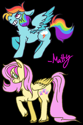 Size: 706x1068 | Tagged: safe, artist:aquariusampora, fluttershy, rainbow dash, pegasus, pony, g4, duo, female, mare, profile, raised hoof, simple background, standing, transparent background, wings