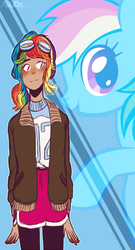 Size: 437x810 | Tagged: safe, artist:nyan-cow, rainbow dash, human, g4, female, humanized, solo