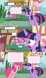 Size: 1280x2168 | Tagged: safe, artist:hakunohamikage, pinkie pie, twilight sparkle, alicorn, pony, ask-princesssparkle, g4, ask, pinkie being pinkie, pinkie physics, pinkie sense, tumblr, twilight sparkle (alicorn), xk-class end-of-the-world scenario