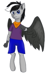 Size: 361x568 | Tagged: safe, artist:s7ormdancer14, oc, oc only, oc:stormdancer, hippogriff, semi-anthro, bandana, blue eyes, simple background, solo, white background