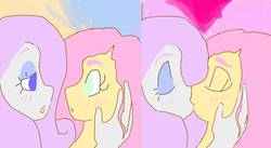 Size: 1365x750 | Tagged: safe, artist:greennotmean, fluttershy, rarity, human, equestria girls, g4, female, kiss on the lips, kissing, lesbian, ship:flarity, shipping