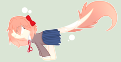 Size: 1024x527 | Tagged: dead source, safe, artist:emmazdogside, pony, base used, clothes, doki doki literature club!, ponified, sayori, school uniform, solo