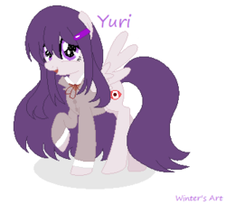 Size: 335x303 | Tagged: safe, artist:xxwinterxeyesxx, pegasus, pony, base used, clothes, doki doki literature club!, ponified, school uniform, solo, yuri (ddlc)