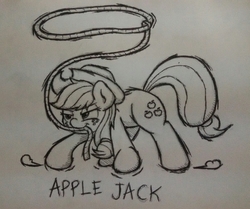 Size: 2446x2044 | Tagged: safe, artist:ljdamz1119, applejack, g4, female, high res, lasso, rope, solo, traditional art