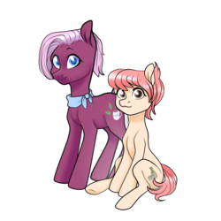 Size: 1400x1400 | Tagged: safe, artist:veracon, jasmine leaf, raspberry vinaigrette, earth pony, pony, g4, duo, female, looking at you, mare, neckerchief, simple background, transparent background