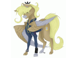 Size: 320x240 | Tagged: safe, artist:kellycatiks, oc, pony, fallout equestria, animated, clothes, colored wings, ear piercing, earring, glowing, jewelry, piercing, simple background, solo, white background