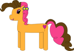 Size: 838x574 | Tagged: safe, artist:cheerful9, oc, oc only, oc:cheese pie, earth pony, pony, female, hairclip, mare, offspring, open mouth, parent:cheese sandwich, parent:pinkie pie, parents:cheesepie, pink eyes, simple background, solo, transparent background