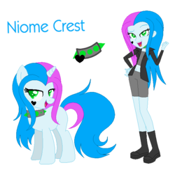Size: 624x608 | Tagged: safe, artist:mintoria, oc, oc only, oc:niome crest, unicorn, equestria girls, g4, choker, clothes, female, heart, mare, reference sheet, simple background, solo, spiked choker, transparent background