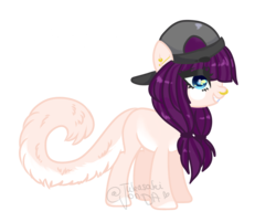 Size: 5669x4563 | Tagged: safe, artist:jukasaki, oc, oc only, earth pony, pony, absurd resolution, adoptable, backwards ballcap, baseball cap, blushing, cap, ear piercing, earring, female, fluffy tail, hat, jewelry, mare, nose piercing, nose ring, piercing, pigtails, simple background, solo, transparent background