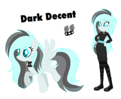 Size: 825x675 | Tagged: safe, artist:mintoria, oc, oc only, oc:dark decent, pegasus, pony, equestria girls, g4, base used, clothes, female, mare, reference sheet, scene kid, simple background, solo, transparent background