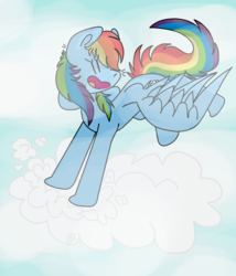 Size: 1024x1195 | Tagged: safe, artist:cloud--zero, rainbow dash, pegasus, pony, g4, cloud, female, flying, open mouth, solo, spread wings, turned head, wings