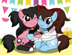 Size: 3570x2740 | Tagged: safe, artist:candy-channeru, oc, converse, cute, duo, high res, scene kid, shoes