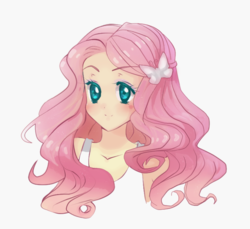 Size: 749x686 | Tagged: safe, artist:tasuu-chan, fluttershy, human, g4, bust, clothes, female, humanized, portrait, simple background, smiling, solo, white background