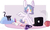 Size: 1881x1117 | Tagged: safe, artist:erinartista, oc, oc only, oc:shylu, cat, pegasus, pony, book, computer, female, headphones, heterochromia, laptop computer, mare, sitting, solo