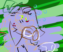 Size: 1280x1050 | Tagged: safe, artist:latiapainting, oc, oc only, oc:painting cincel, cider, colored, crazy face, drink, drugged, drugs, faic, female, holiday, mare, quality, radioactive, saint patrick's day, smiling, solo