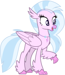 Size: 1342x1548 | Tagged: safe, artist:lorenacarrizo18, silverstream, classical hippogriff, hippogriff, g4, school daze, season 8, base, feathered fetlocks, female, jewelry, necklace, raised claw, simple background, solo, transparent background