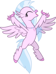 Size: 1402x1859 | Tagged: safe, artist:lorenacarrizo18, silverstream, classical hippogriff, hippogriff, g4, school daze, season 8, base, eyes closed, feathered fetlocks, female, happy, jewelry, necklace, simple background, solo, transparent background