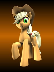 Size: 1500x2000 | Tagged: safe, artist:argos90, applejack, earth pony, pony, g4, 3d, cowboy hat, female, gradient background, hat, looking at you, mare, model, render, solo