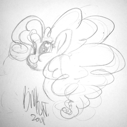 Size: 1930x1930 | Tagged: safe, artist:binkyt11, pinkie pie, g4, bust, cute, diapinkes, female, heart eyes, monochrome, portrait, solo, tongue out, traditional art, wingding eyes