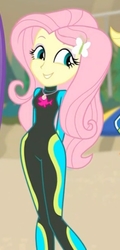 Size: 721x1500 | Tagged: safe, screencap, fluttershy, blue crushed, equestria girls, g4, my little pony equestria girls: better together, adorasexy, beautisexy, clothes, cropped, curvy, cute, female, fluttershy's wetsuit, geode of fauna, hips, sexy, shyabetes, skintight, skintight clothes, wetsuit