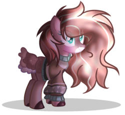 Size: 1050x971 | Tagged: safe, artist:macaroonburst, oc, oc only, oc:mint, deer pony, original species, clothes, female, simple background, solo, sweater, transparent background