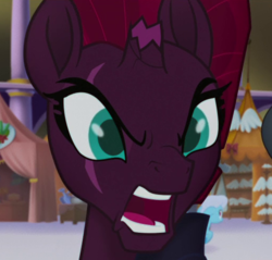 Size: 514x492 | Tagged: safe, screencap, tempest shadow, pony, unicorn, g4, my little pony: the movie, angry, broken horn, commander cute, cute, eye scar, faic, female, horn, madorable, mare, scar, solo, tempestbetes