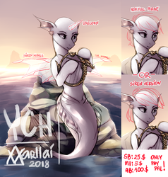 Size: 2000x2100 | Tagged: safe, artist:varllai, mermaid, commission, high res, mermaidized, ocean, smiling, solo, species swap, your character here