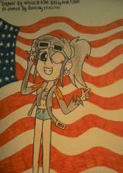 Size: 1292x1816 | Tagged: safe, artist:wouterthebelgian1999, oc, oc only, oc:rockout e. stringer, equestria girls, g4, american flag, classes, clothes, jacket, solo, traditional art