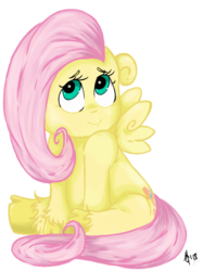 Size: 1998x2670 | Tagged: safe, artist:inkbottleinc, fluttershy, pegasus, pony, g4, cloven hooves, female, looking away, looking up, mare, simple background, sitting, smiling, solo, transparent background, turned head, unshorn fetlocks, wings