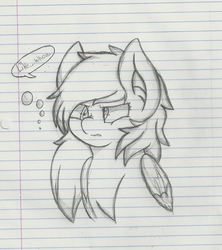 Size: 1297x1461 | Tagged: safe, artist:kittyshy, derpy hooves, pony, g4, female, lined paper, monochrome, solo, traditional art