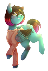 Size: 1341x1992 | Tagged: safe, artist:twinkepaint, oc, oc:despy, pegasus, pony, clothes, female, glasses, mare, shirt, simple background, transparent background, two toned wings
