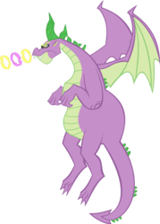 Size: 3854x5370 | Tagged: safe, artist:red4567, spike, dragon, g4, adult, adult spike, crossover, cuphead, eye beams, flying, grim matchstick, male, older, older spike, simple background, solo, spikezilla, swirly eyes, transparent background, vector, winged spike, winged spikezilla, wings
