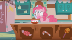 Size: 1673x930 | Tagged: safe, artist:forgalorga, pinkie pie, g4, cake, food, secrets of the mane 6, third eye, wat