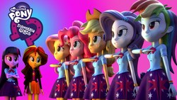 Size: 1280x720 | Tagged: safe, artist:creatorofpony, artist:theponyguy1998, edit, applejack, fluttershy, pinkie pie, rainbow dash, rarity, sunset shimmer, twilight sparkle, alicorn, equestria girls, g4, 3d, army, clothes swap, equestria girls logo, humane five, humane seven, humane six, military, military uniform, salute, twilight sparkle (alicorn)