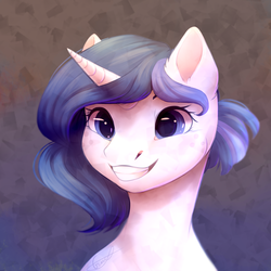 Size: 1024x1024 | Tagged: safe, artist:peachmayflower, oc, oc only, pony, unicorn, female, grin, mare, smiling, solo