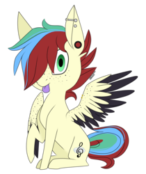 Size: 1196x1421 | Tagged: safe, artist:lightning31, oc, oc only, oc:swift melody, ear piercing, piercing, raised hoof, simple background, solo, tongue out, transparent background