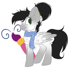 Size: 765x725 | Tagged: safe, artist:mintoria, oc, oc only, oc:tess, pegasus, pony, chest fluff, clothes, female, mare, scarf, simple background, solo, transparent background, two toned wings