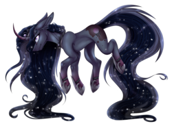 Size: 4393x3233 | Tagged: safe, artist:zen-ex, oc, oc only, oc:serenity, pony, unicorn, curved horn, ethereal mane, hoof shoes, horn, simple background, solo, starry mane, transparent background