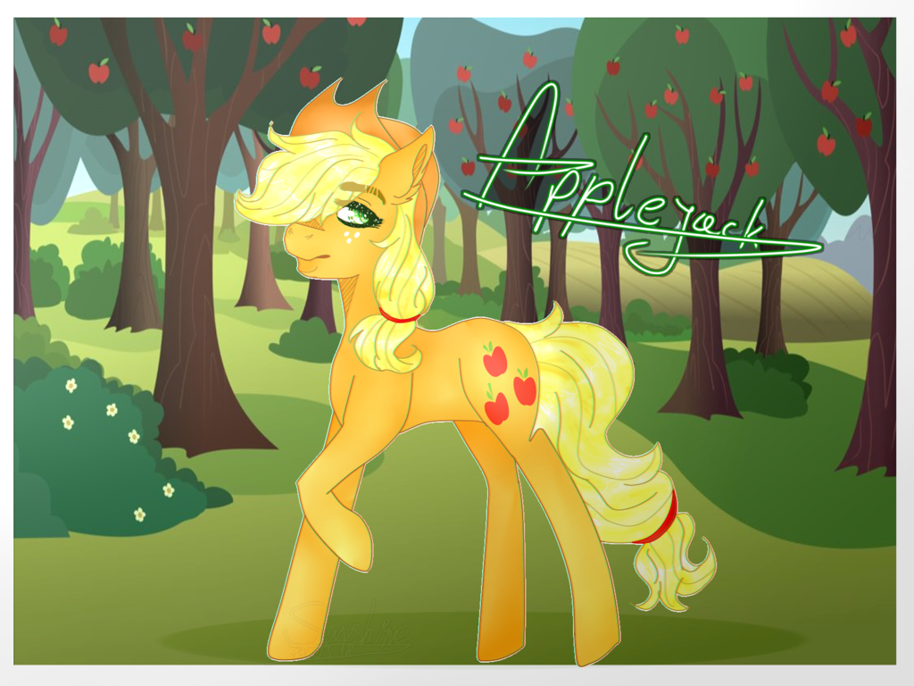 Applejack Tree #1684253 - safe, artist:sunshinejuliet, applejack, apple tree, female ...