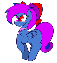 Size: 6141x6880 | Tagged: safe, artist:binary6, oc, oc only, pegasus, pony, absurd resolution, bow, female, freckles, heterochromia, simple background, solo, tongue out, transparent background
