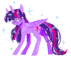 Size: 749x609 | Tagged: safe, artist:affurro, twilight sparkle, alicorn, pony, g4, cute, female, folded wings, looking at you, looking sideways, mare, smiling, solo, sparkles, turned head, twiabetes, twilight sparkle (alicorn)