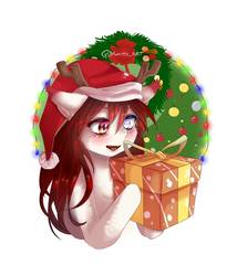 Size: 1200x1400 | Tagged: safe, artist:yunityart, oc, oc only, oc:enya kir fire, bat pony, christmas, christmas lights, holiday